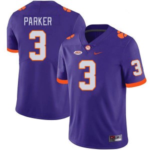 Men's T.J. Parker Purple Clemson Tigers #3 Stitched College Football Jersey 115635-108