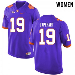 Women DeMonte Capehart Purple Clemson Tigers #19 NCAA College Football Jersey 987377-633