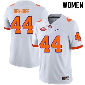 Womens Cade Denhoff White Clemson Tigers #44 NCAA College Football Jersey 324300-575