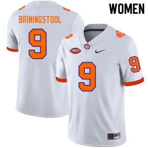 Women's Jake Briningstool White Clemson Tigers #9 Embroidery College Football Jersey 106948-223