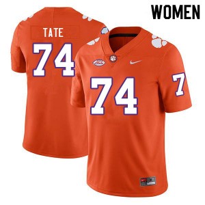 Womens Marcus Tate Orange Clemson Tigers #74 NCAA College Football Jersey 518673-493