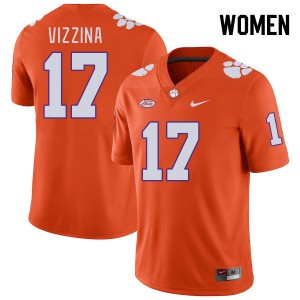 Womens Christopher Vizzina Orange Clemson Tigers #17 Alumni College Football Jersey 616386-645