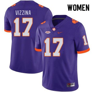 Womens Christopher Vizzina Purple Clemson Tigers #17 NCAA College Football Jersey 109747-861