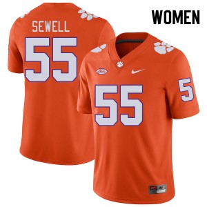 Womens Harris Sewell Orange Clemson Tigers #55 Game College Football Jersey 207291-687