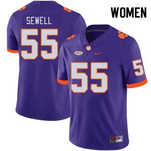 Women's Harris Sewell Purple Clemson Tigers #55 2024 College Football Jersey 680602-267