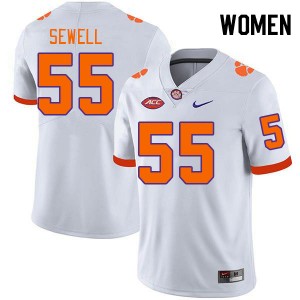 Women's Harris Sewell White Clemson Tigers #55 Limited College Football Jersey 458126-419