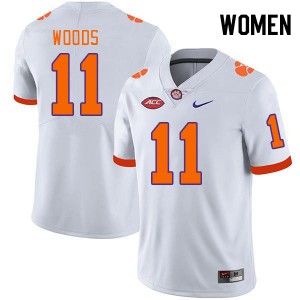 Women Peter Woods White Clemson Tigers #11 Player College Football Jersey 233826-771