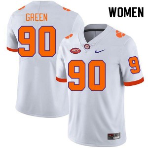 Womens Stephiylan Green White Clemson Tigers #90 Alumni College Football Jersey 341891-691