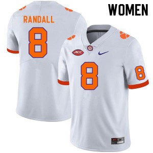 Women Adam Randall White Clemson Tigers #8 Stitched College Football Jersey 234686-338