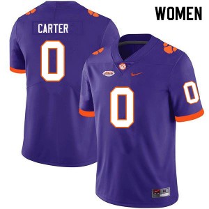 Women Barrett Carter Purple Clemson Tigers #0 Replica College Football Jersey 339819-863