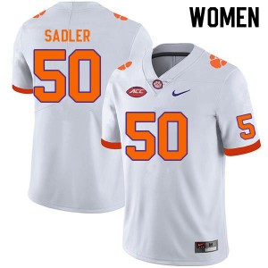 Women Collin Sadler White Clemson Tigers #50 Embroidery College Football Jersey 631631-545
