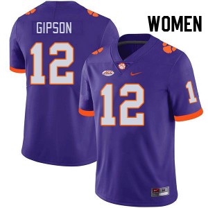 Womens Corian Gipson Purple Clemson Tigers #12 High School College Football Jersey 313266-607