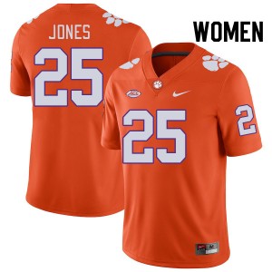 Women Ricardo Jones Orange Clemson Tigers #25 Embroidery College Football Jersey 631797-596
