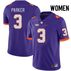 Womens T.J. Parker Purple Clemson Tigers #3 Stitched College Football Jersey 386348-881