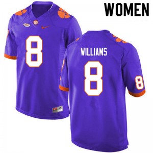 Women Tre Williams Purple Clemson Tigers #8 Replica College Football Jersey 611784-819
