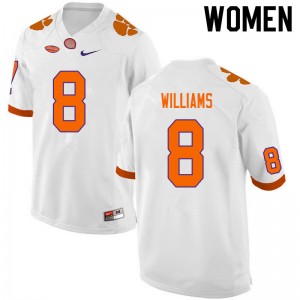Women's Tre Williams White Clemson Tigers #8 Replica College Football Jersey 449325-362