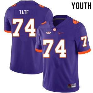 Youth Marcus Tate Purple Clemson Tigers #74 2024 College Football Jersey 418846-229