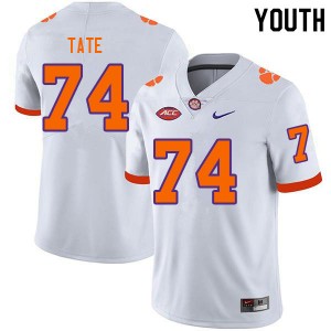 Youth Marcus Tate White Clemson Tigers #74 Stitched College Football Jersey 814803-139