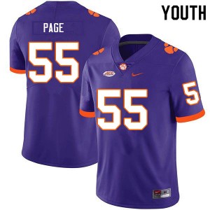 Youth Payton Page Purple Clemson Tigers #55 Embroidery College Football Jersey 984340-476