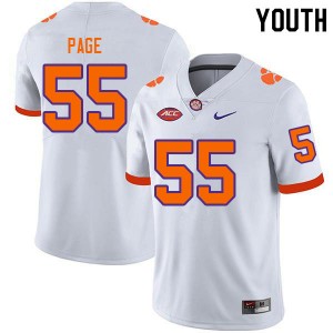 Youth Payton Page White Clemson Tigers #55 2024 College Football Jersey 483947-714