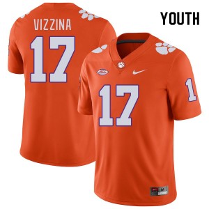 Youth Christopher Vizzina Orange Clemson Tigers #17 University College Football Jersey 692602-151