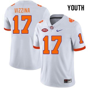 Youth Christopher Vizzina White Clemson Tigers #17 Replica College Football Jersey 345441-180
