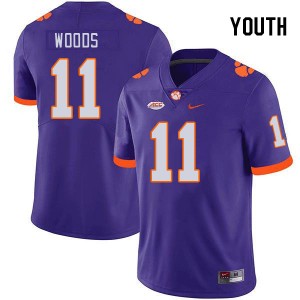Youth Peter Woods Purple Clemson Tigers #11 NCAA College Football Jersey 217684-431