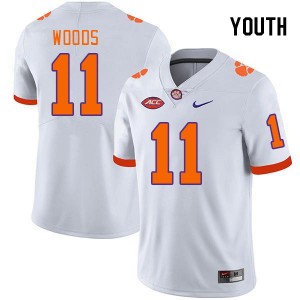 Youth Peter Woods White Clemson Tigers #11 Embroidery College Football Jersey 420270-170
