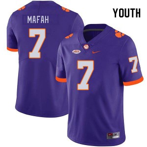 Youth Phil Mafah Purple Clemson Tigers #7 Replica College Football Jersey 681172-969