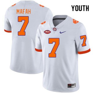 Youth Phil Mafah White Clemson Tigers #7 Embroidery College Football Jersey 453474-810