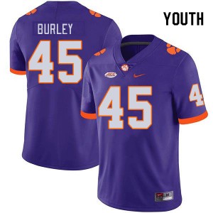 Youth Vic Burley Purple Clemson Tigers #45 Limited College Football Jersey 318054-640