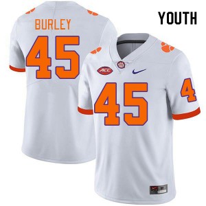 Youth Vic Burley White Clemson Tigers #45 Limited College Football Jersey 549643-729