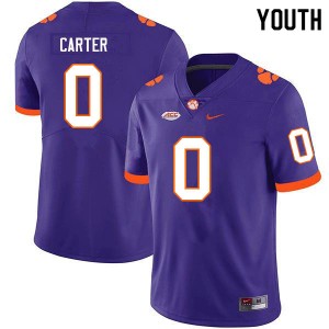 Youth Barrett Carter Purple Clemson Tigers #0 Alumni College Football Jersey 503688-760
