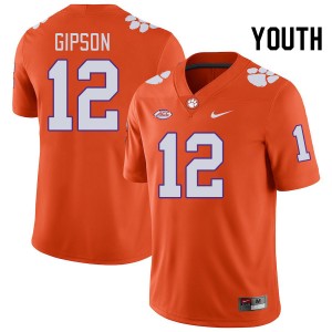 Youth Corian Gipson Orange Clemson Tigers #12 Replica College Football Jersey 100630-273