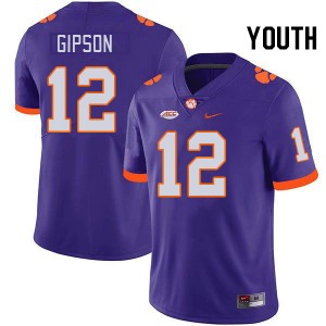 Youth Corian Gipson Purple Clemson Tigers #12 High School College Football Jersey 197112-440