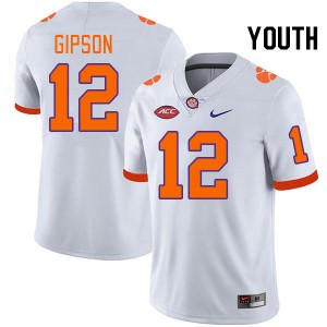 Youth Corian Gipson White Clemson Tigers #12 Game College Football Jersey 890814-763