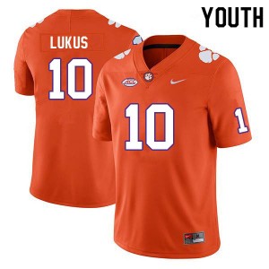 Youth Jeadyn Lukus Orange Clemson Tigers #10 Replica College Football Jersey 760841-323
