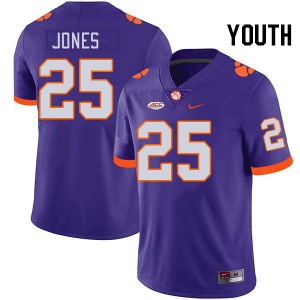 Youth Ricardo Jones Purple Clemson Tigers #25 Replica College Football Jersey 290185-666