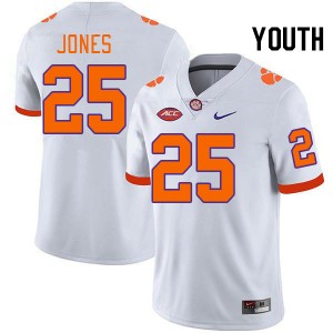 Youth Ricardo Jones White Clemson Tigers #25 University College Football Jersey 637714-681