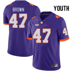 Youth Sammy Brown Purple Clemson Tigers #47 2024 College Football Jersey 875740-875