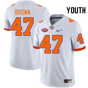 Youth Sammy Brown White Clemson Tigers #47 Alumni College Football Jersey 752583-366