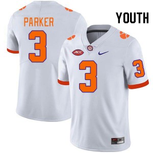 Youth T.J. Parker White Clemson Tigers #3 Player College Football Jersey 461990-501
