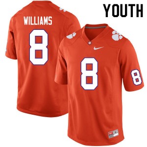 Youth Tre Williams Orange Clemson Tigers #8 University College Football Jersey 968571-539