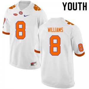 Youth Tre Williams White Clemson Tigers #8 2024-25 College Football Jersey 385072-656