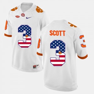 Men Artavis Scott White Clemson Tigers #3 US Flag Fashion Jersey 706401-332