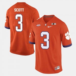 Men Artavis Scott Orange Clemson Tigers #3 College Football Jersey 376594-511