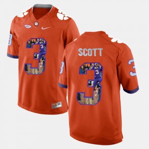 Mens Artavis Scott Orange Clemson Tigers #3 Player Pictorial Jersey 767996-873