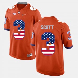 Men's Artavis Scott Orange Clemson Tigers #3 US Flag Fashion Jersey 992828-926