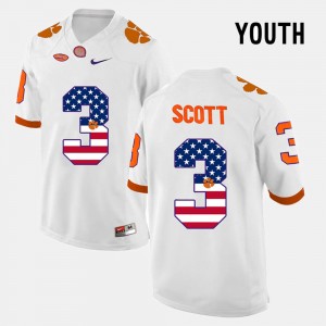 Youth Artavis Scott White Clemson Tigers #3 US Flag Fashion Jersey 812072-344