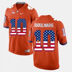 Men Ben Boulware Orange Clemson Tigers #10 US Flag Fashion Jersey 942007-287